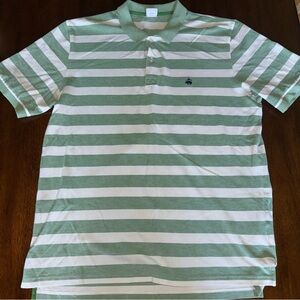 Brooks Brothers Slim Fit Green White Striped Pique Polo Shirt Size XXL